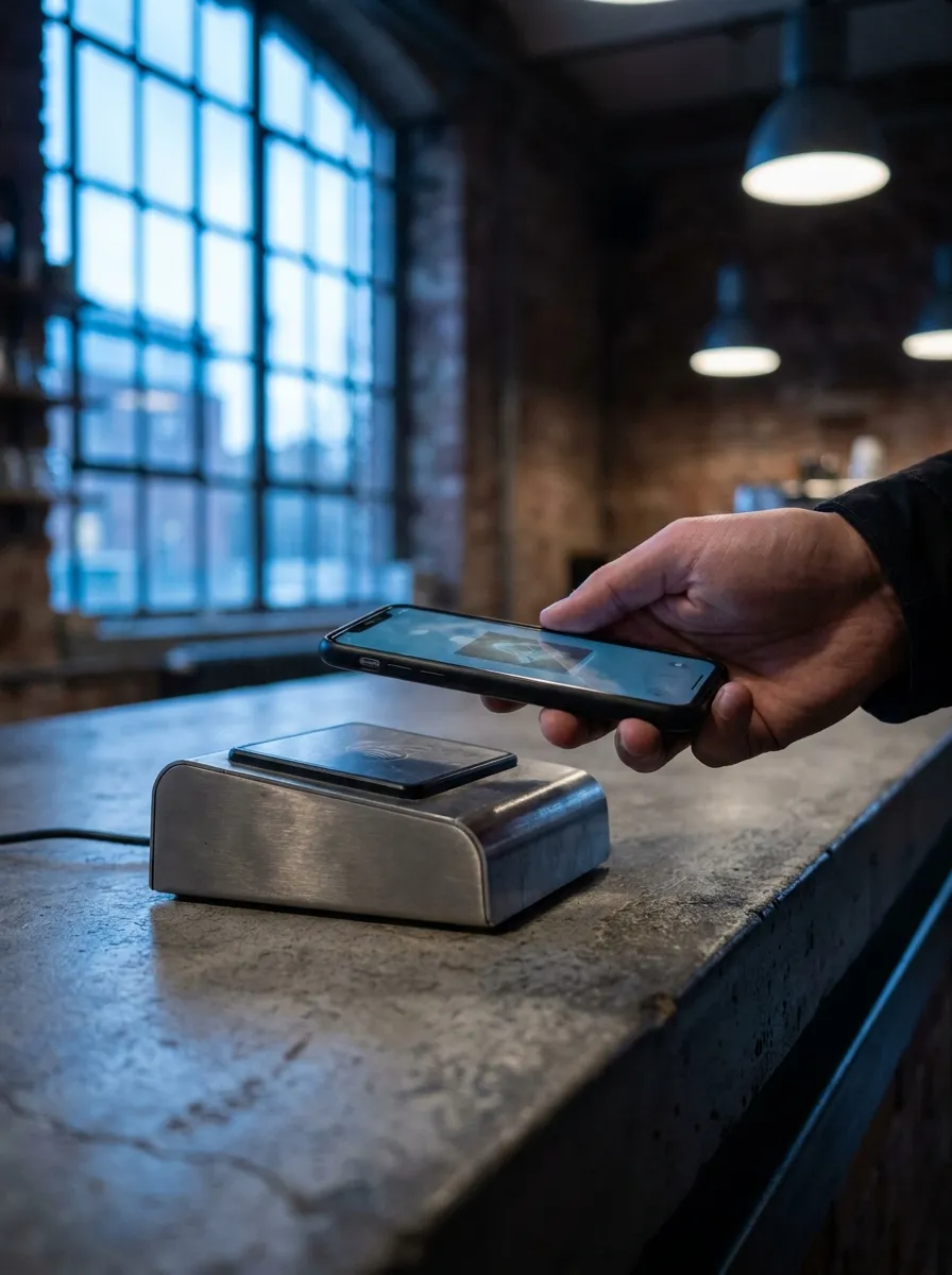 Kontaktloses Bezahlen per Smartphone am Kartenterminal